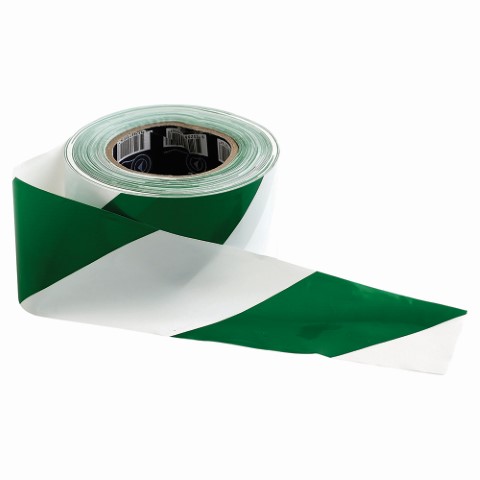 TAPE BARRIER 75MM X 100M GREEN/WHITE